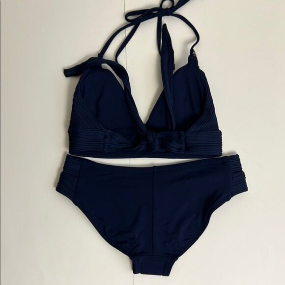 NWOT ROBIN PICCONE Lily Triangle Halter Bikini Set in Navy - XS - Picture 5 of 6